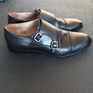 Banana Republic Double Monk Black Leather Dress Shoes - US 8.5 Men